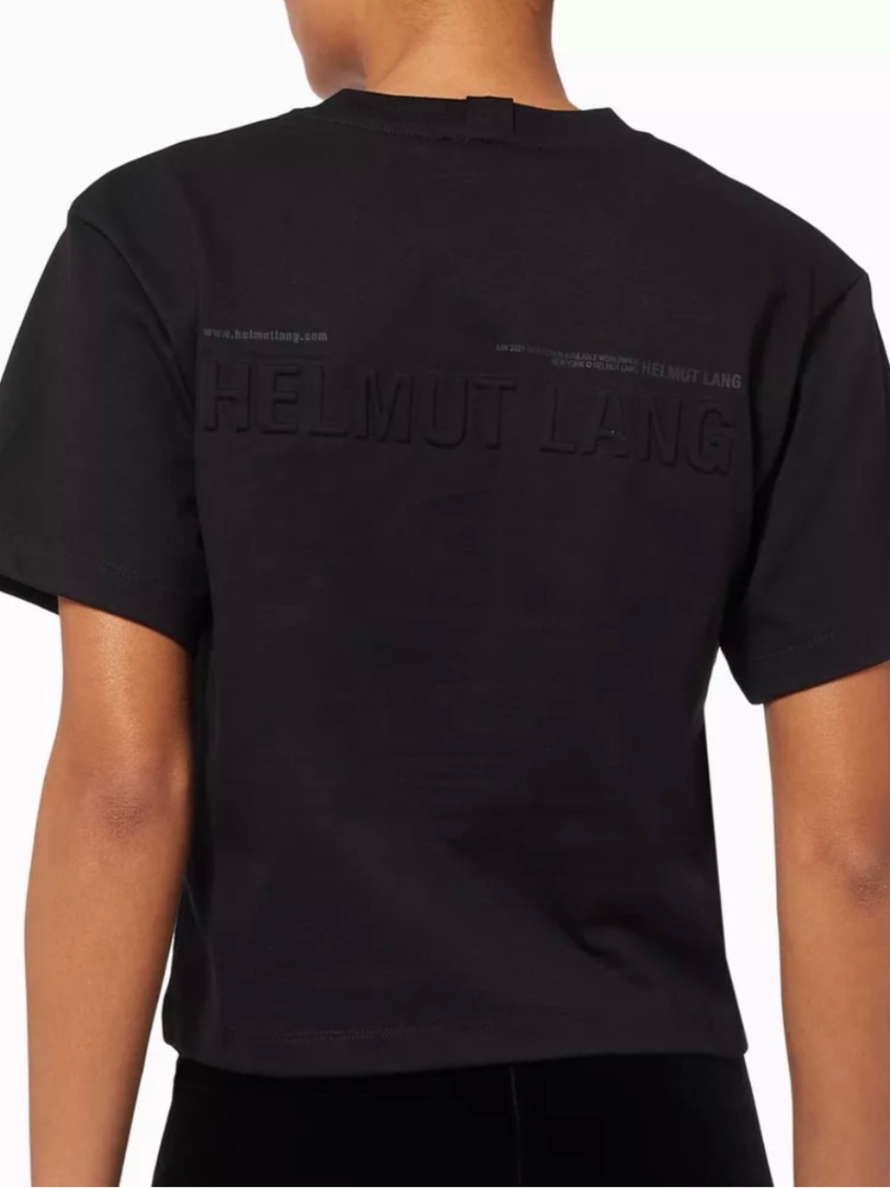 Helmut Lang Kids Black Embossed Logo Back Tee